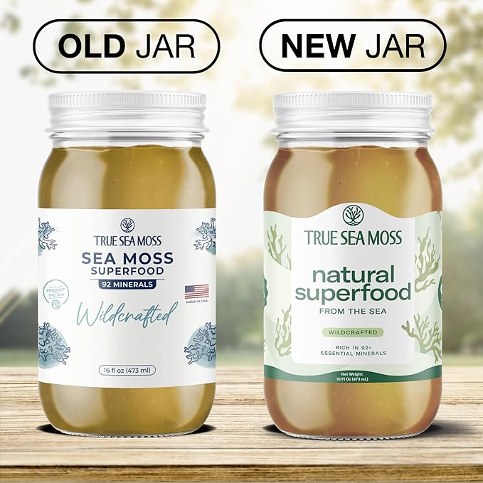 TrueSeaMoss Sea Moss Gel – Made in USA – Wildcrafted Seamoss, Dried Seaweed & Sea Vegetables – Original, Pack of 2 (Labels may Vary)