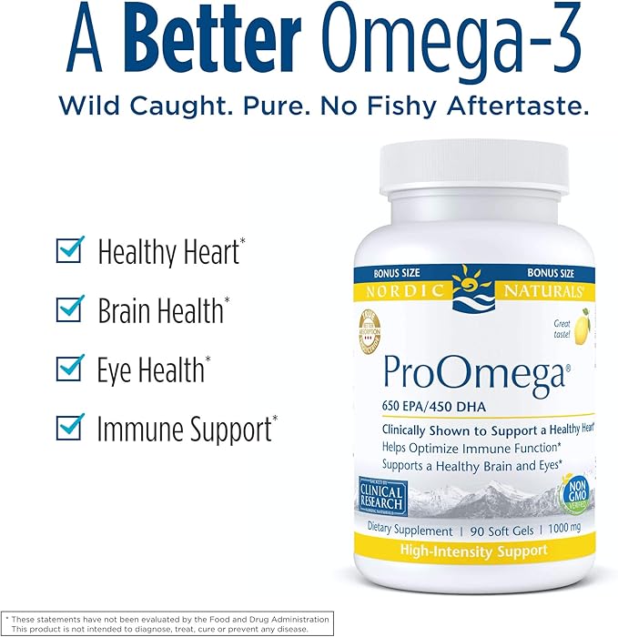 Nordic Naturals ProOmega, Lemon Flavor - 90 Soft Gels - 1280 mg Omega-3 - High-Potency Fish Oil with EPA & DHA - Promotes Brain, Eye, Heart, & Immune Health - Non-GMO - 45 Servings