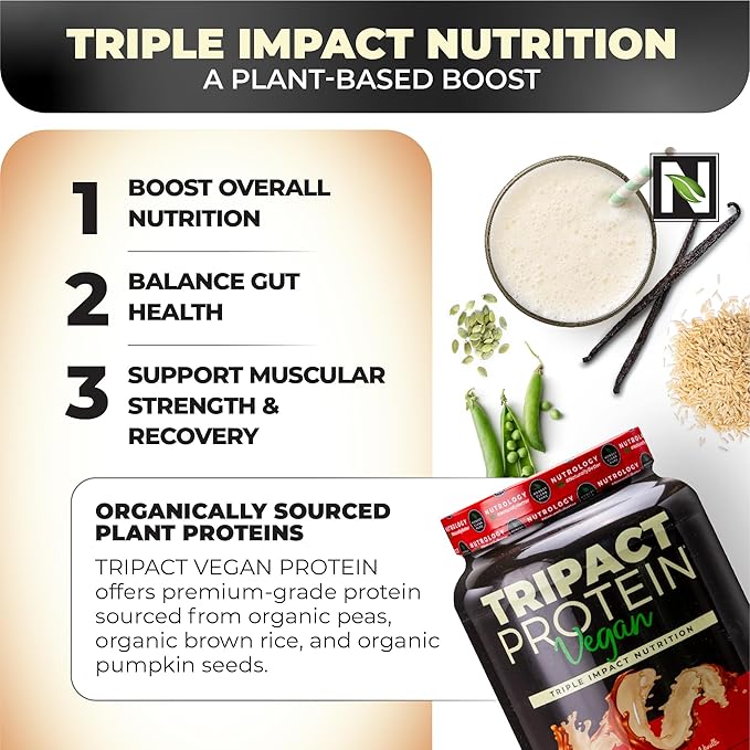 Nutrology Greens & Fruits Powder-Naturally Sourced Superfood, Chocolate (30 Servings) TRIPACT Vegan Protein Powder, for Vegan Protein Shakes, Peanut Butter Vanilla (20 Servings)