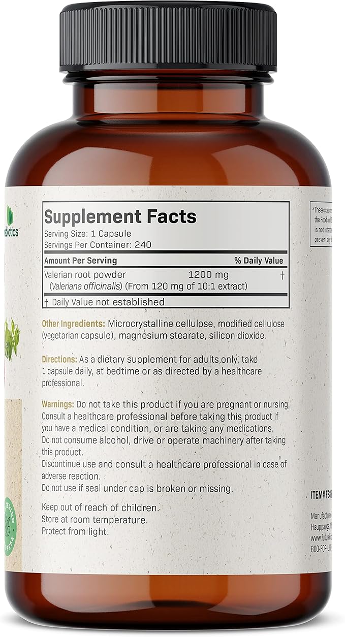 Futurebiotics Valerian Root 1200 MG Promotes Relaxation Non-GMO, 240 Vegetarian Capsules
