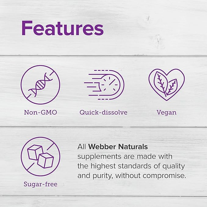 Webber Naturals Vitamin B12 1000 mcg, 150 Count, Fast Dissolve Tablets, Vitamin Supplement Support for Energy Metabolism, Immune and Heart Health, Vegetarian Formula, 150 Day Supply