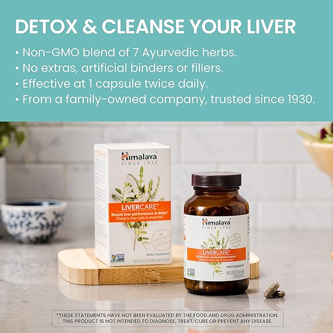 Himalaya LiverCare Herbal Supplement, Liver Cleanse Formula, Liver Support, Bile Production, Eliminates Waste, Vegan, Non-GMO, Herbal Blend Formula, 375 mg, 180 Capsules, 2 Pack, 180 Day Supply