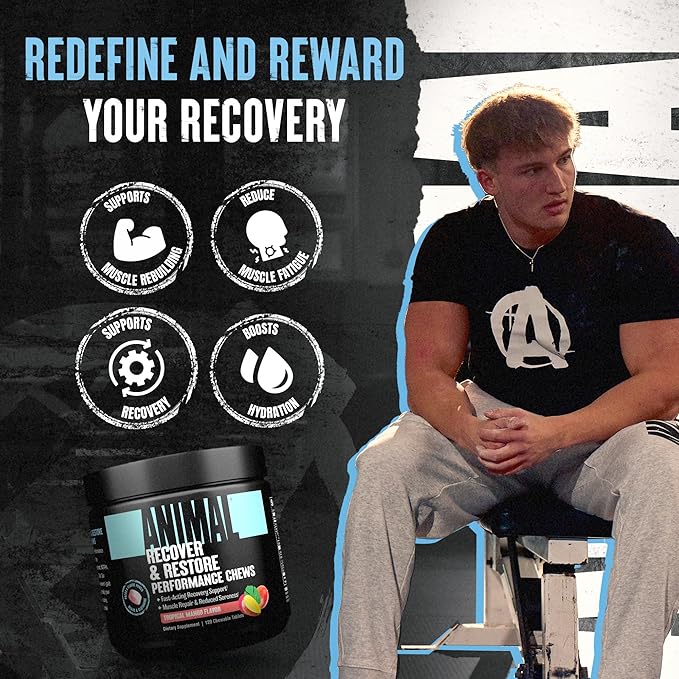 Animal Recovery Chews, Fast Acting Recovery with BCAA, Taurine and Glutamine for Muscle Repair and Hydration - Convenient and Delicious Chews Format