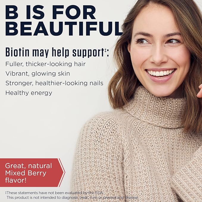 KAL Ultra Biotin 10000mcg DropIns, Liquid Biotin Drops, Hair Growth Supplement, High Potency Vitamin B7, Healthy Hair, Skin, Nails and Energy Support, Natural Mixed Berry Flavor, Approx. 59 Serv, 2oz