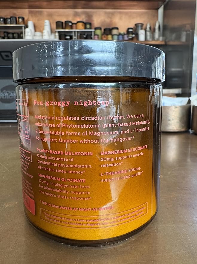 Moon Juice - Sleepy Magnesi-Om, Cherry - Jar (35 Servings) - Sleep Support Aid - Plant Based Melatonin, Magnesium & L-Theanine - 3rd Party Tested - 100% Traceable - Glass Jar - Vegan, Non GMO - 4.2oz