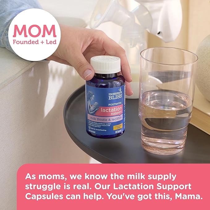 Mommy's Bliss Postnatal Lactation Support, Contains Milk Thistle, Shatavari, and Lecithin, 1 Bottle (60 Capsules)