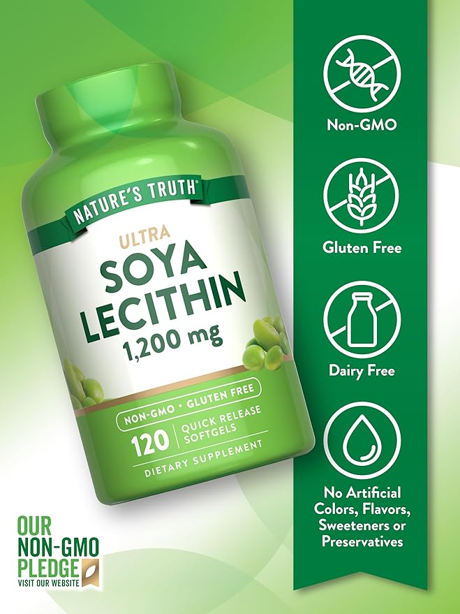 Nature's Truth Ultra Soy Lecithin 1200 mg | 120 Softgels | Non-GMO, Gluten Free Supplement