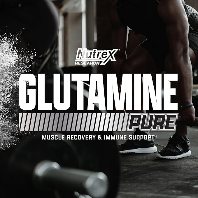 Nutrex Research L-Glutamine Powder Supplement - 60 Serving - Pure Unflavored, Non-GMO & Gluten Free | No Clumps!