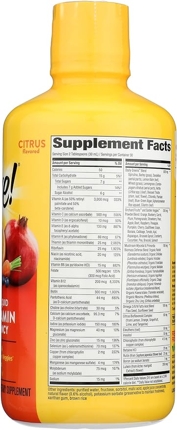 Nature's Way Alive! Max Potency Liquid Multivitamin with Antioxidants Beta Carotene, Vitamins C & E, Food-Based Blends, Citrus Flavored, 30.4 Fluid Ounce (Pack of 1)