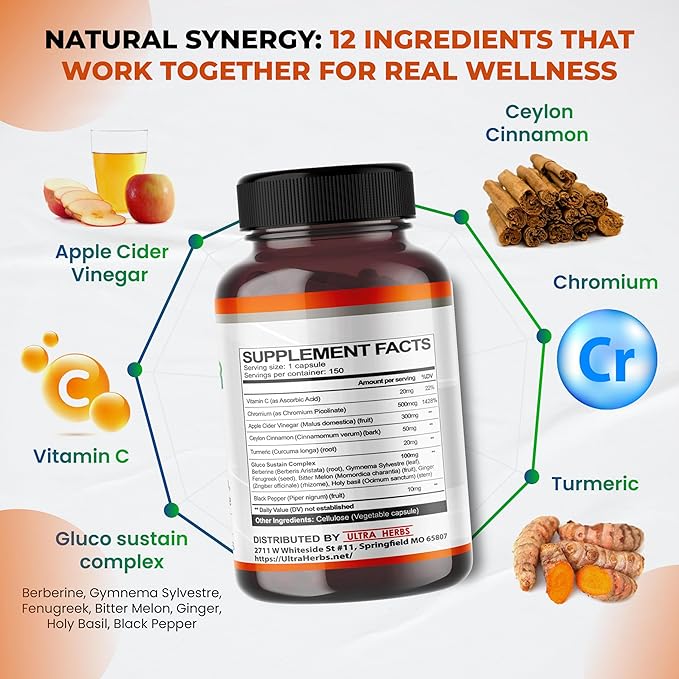 Organic Apple Cider Vinegar Capsules Enhanced with Cinnamon, Turmeric - Ultra Supplement for Digestive, Circulatory, Immunity Support | 150 Capsules