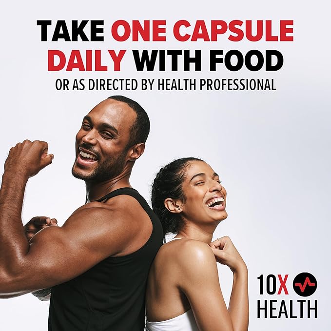 10X Health Zinc Supplements - Contains Zinc 30mg for DNA & Protein Synthesis, Overall Wellness & Immune Support Supplement - Highly Absorbable Vitamins (60 Capsules)