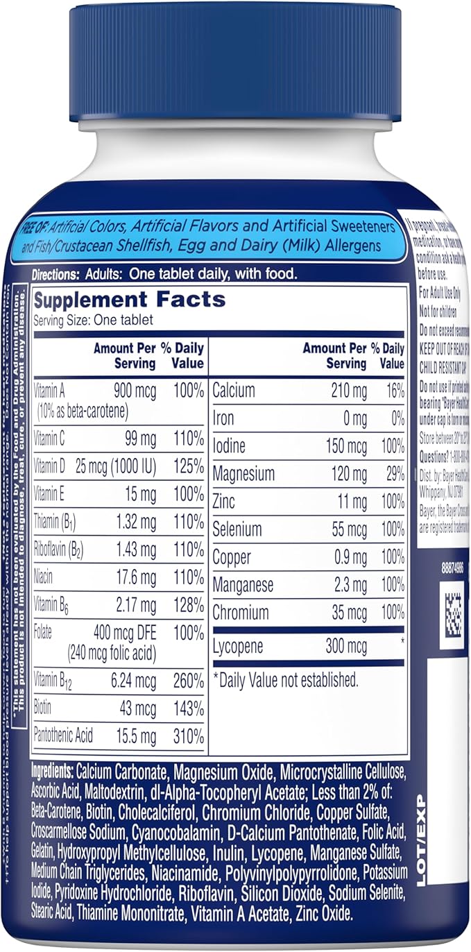 One A Day Men’s Multivitamin, Supplement Tablet with Vitamin A, C ,D, E and Zinc for Immune Health Support, Vitamin B12, Calcium, 200 count