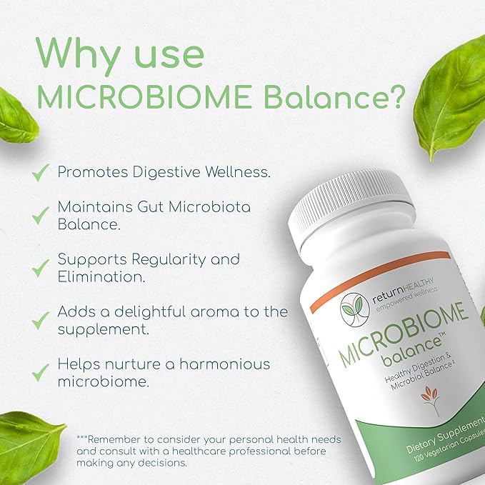 Microbiome Balance, Gut Health Supplements for Women and Men, Digestion Supplement with Monolaurin and Caprylic Acid, All-Natural Detoxification Supplement for Digestive Health, Digestive Boost 120 C