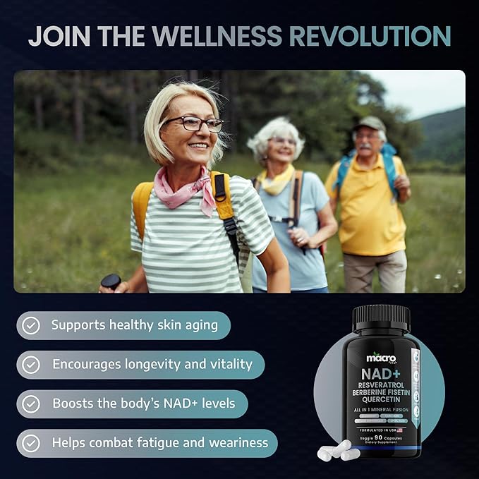 9,355mg NAD Supplement, Boost NAD+ up to 85% with Liposomal NAD+, Trans Resveratrol,Optimized Aging Quercetin, Berberine, Betaine Anhydrous, Fisetin,Resveratrol Supplement with Berberine 90 Capsules.