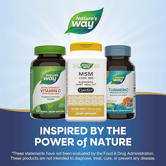 Nature's Way MSM 1000 mg - Joint Health Supplement* - With Methylsulfonylmethane - Gluten-Free & Vegan - 200 Tablets