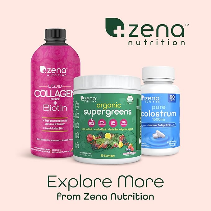 Liquid Collagen Peptides and Biotin, 2500mg Verisol Bioactive Collagen Peptides, 5000mcg Biotin, Hair, Skin, Nail Supplement for Women and Men, Mixed Berry, 60 Servings, 20.3 fl oz
