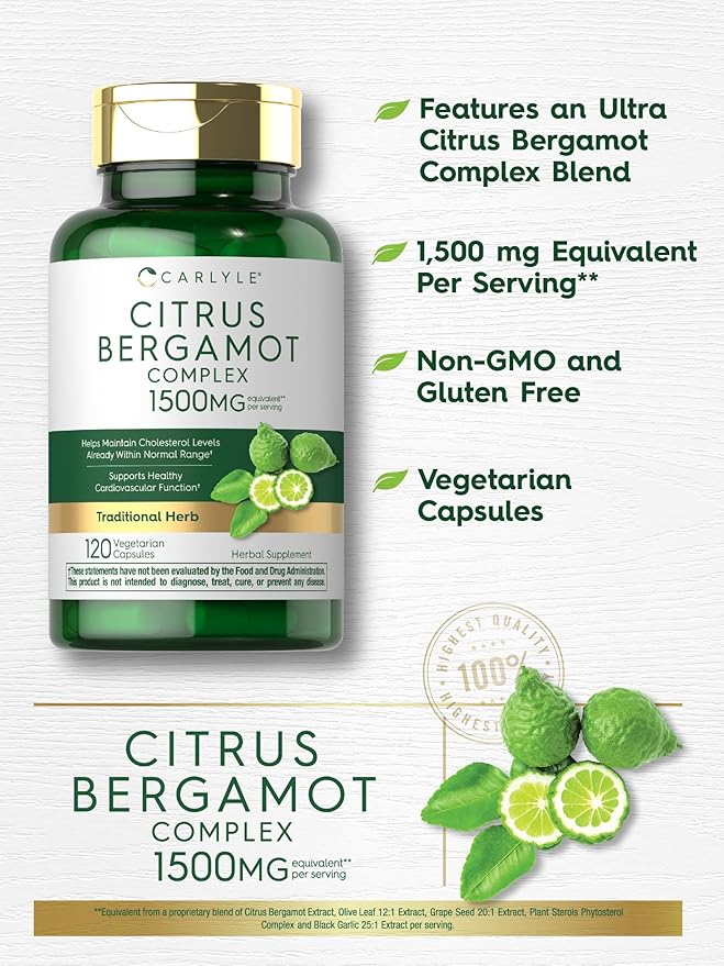 Carlyle Citrus Bergamot | 1500mg Complex | 120 Capsules | Non-GMO, Gluten Free Supplement