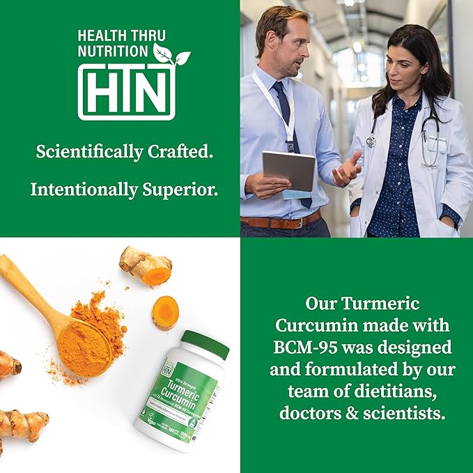 Health Thru Nutrition Turmeric Curcumin Complex 500mg | as BCM-95 Curcugreen Clinically Studied | Vegan Certified | (Non-GMO and Hypoallergenic (Pack of 30)