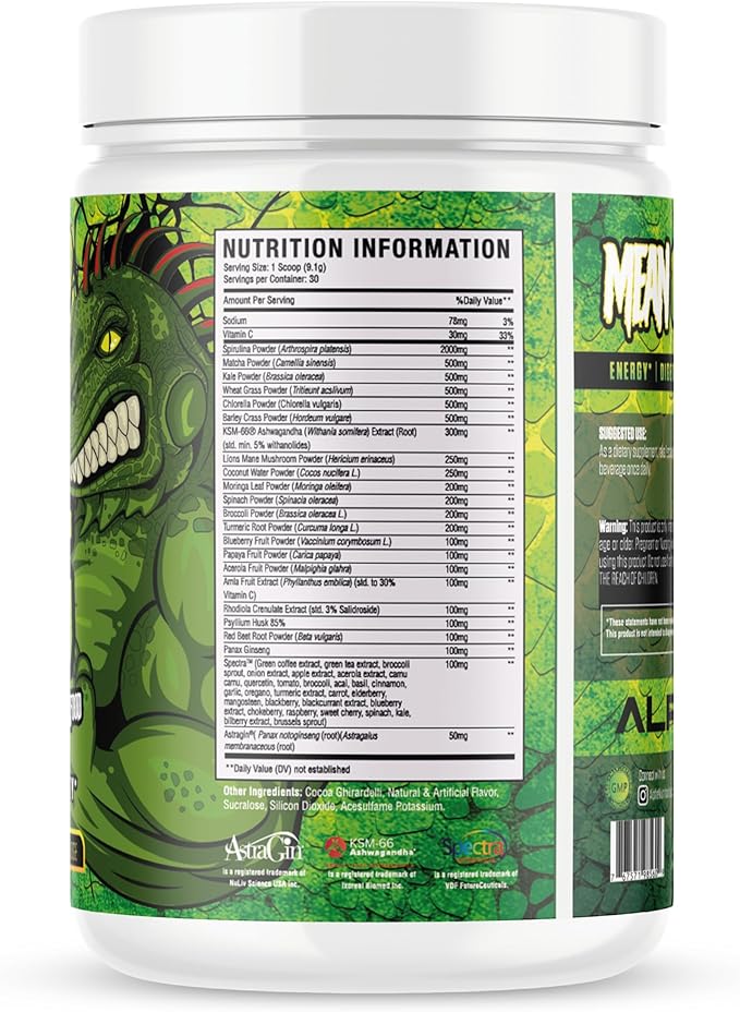 Mean Greens - Sports Greens + Reds Advanced Superfood Immunity and Gut Health | Cordyceps | Delicious Chocolate Fudge Flavor - 30 Servings