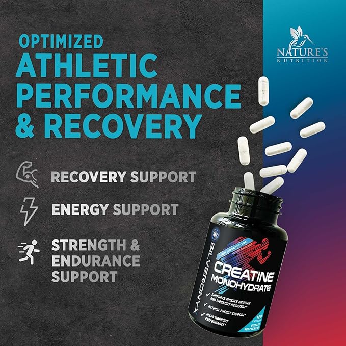 Creatine Monohydrate Capsules 3000mg – Micronized Creatine Supplement for Strength, Lean Muscle Growth, Workout Performance & Endurance Support – Athletic Recovery Support & Gluten Free – 120 Capsules