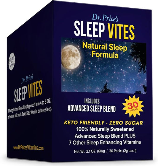 Dr. Price's Vitamins Natural Sleep Aid - Sleep Supplement - Melatonin for Sleep - 30 Packets - Sleep Aids Adults, Tryptophan, Calming Magnesium Powder, Non Drowsy Sleep Support