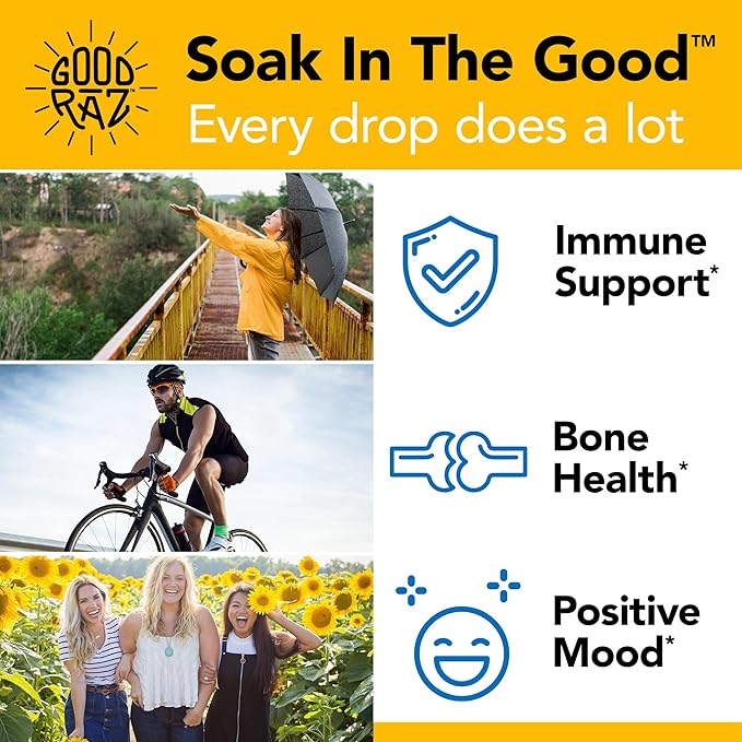 Vitamin D Drops Adult - Water-Soluble Liquid D3 Drops - Potent Vitamin D Liquid Drops - No Stir, Non-GMO, Kosher - D3 Liquid to Add to Drink Or Food, Flavorless - 12-Month Supply (3)