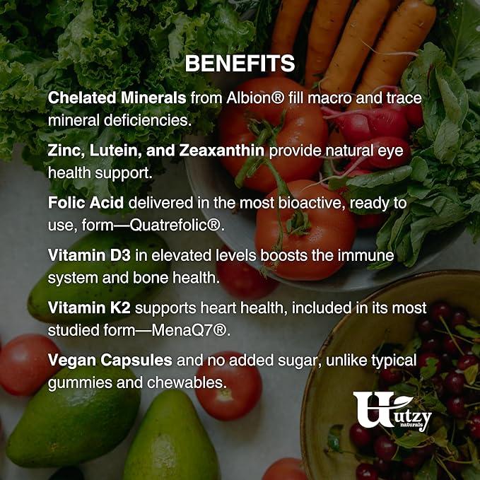 Essentially-U Multi-Nutrient | Whole Food Antioxidants + Chelated Minerals for Everyday Health | 180 Capsules