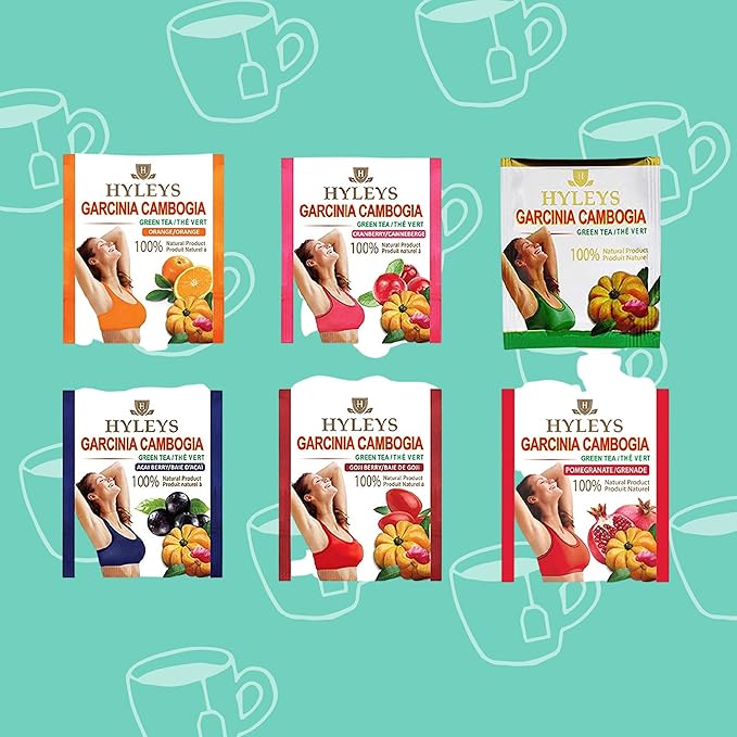 HYLEYS Tea Garcinia Cambogia Green Tea with Assorted Flavors - 42 Tea Bags (12 Pack - 504 Tea Bags Total)