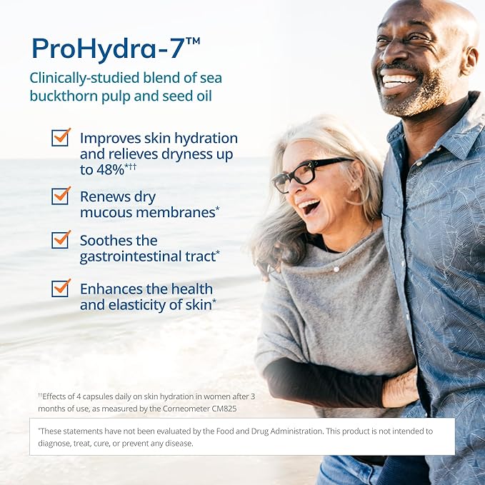 Euromedica ProHydra-7 - Dietary Supplement with Essential Fatty Acids - Nutritional Supplement to Support Skin Health with Sea Buckthorn, Berry Pulp & Seed Oil - 60 Softgels