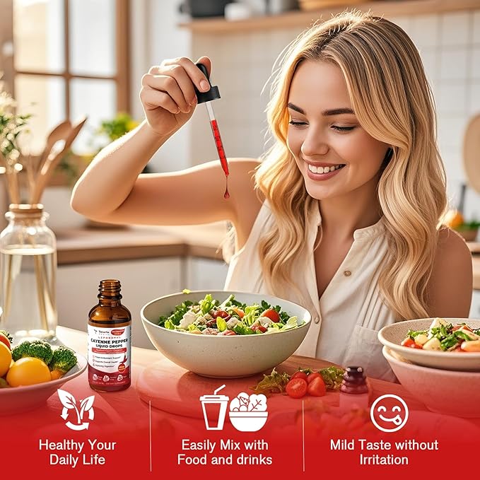 Cayenne Pepper Drops Liposomal Liquid Supplement, 13-in-1 Cayenne Pepper Drops with Vitamin B3, Hawthorn Berry, Panax Ginseng, Berberine, Beet Root, Ceylon Cinnamon, Turmeric Curcumin Extract