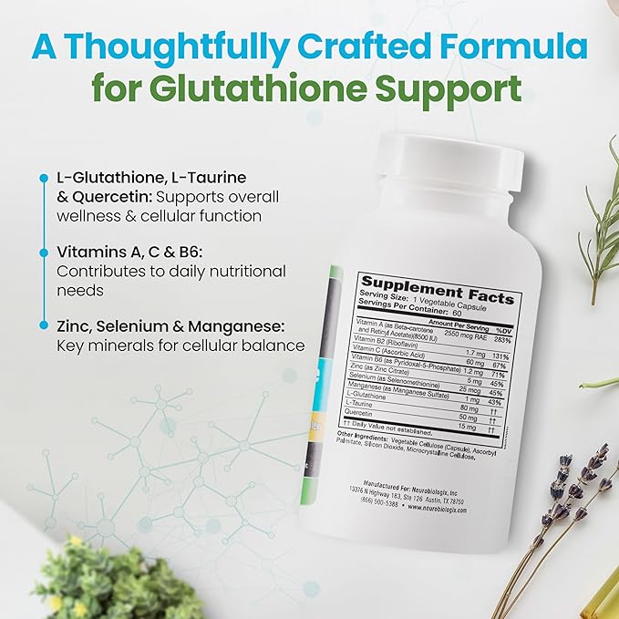 Glutathione Ultra Complex – Comprehensive Antioxidant Support for Detox & Immune System Function - Glutathione Supplement with L-glutathione, Quercetin, Zinc, Selenium & Vitamins A & C - 60 Capsules