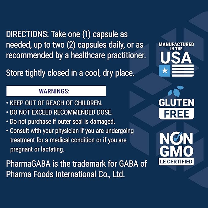 Life Extension GABA, Stress Support, GABA Supplement, Mood Support, Sleep, Relaxation, Gluten-Free, Non-GMO, Vegetarian, 60 Capsules