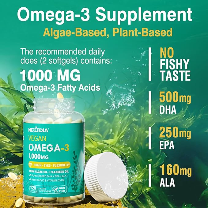Berberine Supplement 1500mg + Vegan Omega 3 Supplement 1000mg