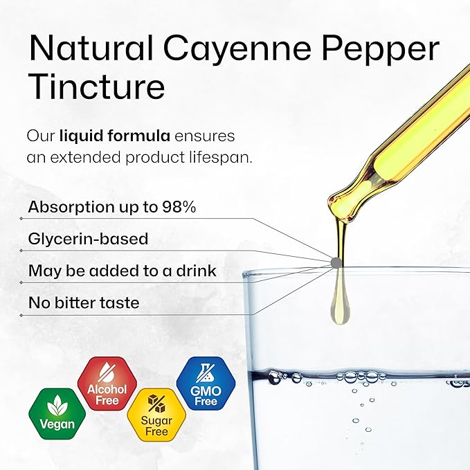 BIO KRAUTER Cayenne Pepper Extract Liquid - Pure Capsaicin Extract - Liquid Cayenne Pepper Drops for Digestive Support - Sugar & Alcohol Free 4 Fl.Oz.