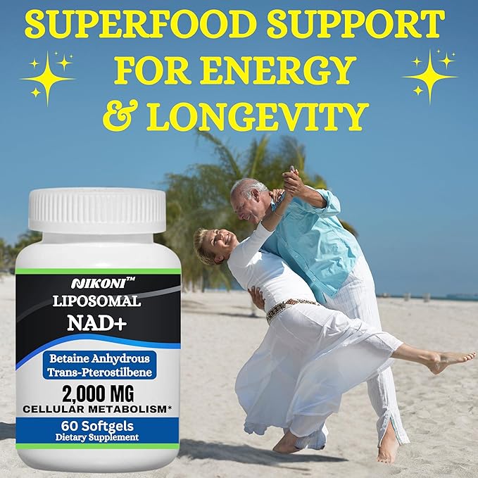 Liposomal NAD+ 2000 mg with TMG and Pterostilbene, Supports Healthy Aging-60 Softgels