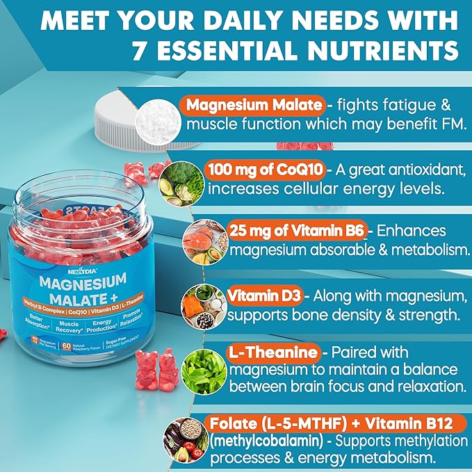 2Pack Berberine Supplement Gummies 1500mg + 2Pack Magnesium Malate with CoQ10-100mg Gummies