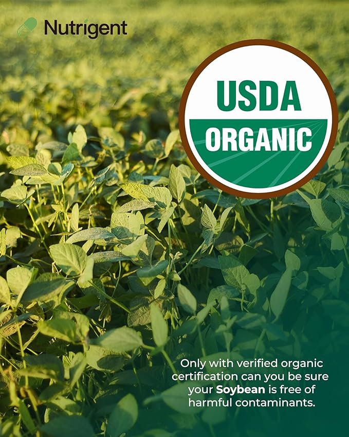 USDA Organic Soy Lecithin Supplement 800 mg, High Absorption Liquid Organic Capsules, Choline Lecithin Supplement for Brain & Liver Health Support, Non-GMO, Gluten Free, 60 Count