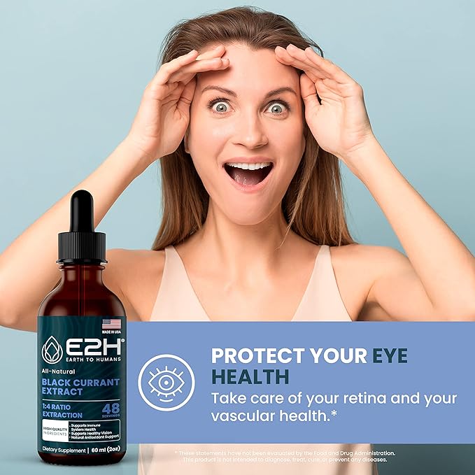 E2H Natural Black Currant Extract, Cold Pressed Black Currant Seed - Immune System Health - Fast Absorbing Liquid (3 Bottles)