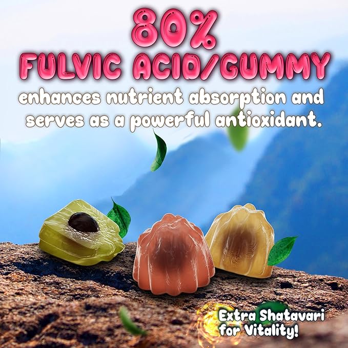 Pure Himalayan Shilajit Gummies - 100% Authentic Shilajit Reisin Extract for Men and Women with Ashwagandha and Shatavari - 60 Gummy - Strawberry & Banana and Peach & Mango Bundle