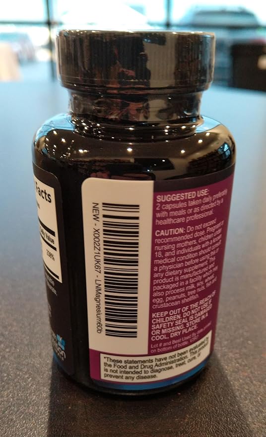 Magnesium Citrate Capsules 1000mg - Max Absorption Magnesium Powder for Muscle, Nerve, Bone and Heart Health Support, High Absorption Citrate Complex, Gluten Free, Non-GMO - 60 Capsules