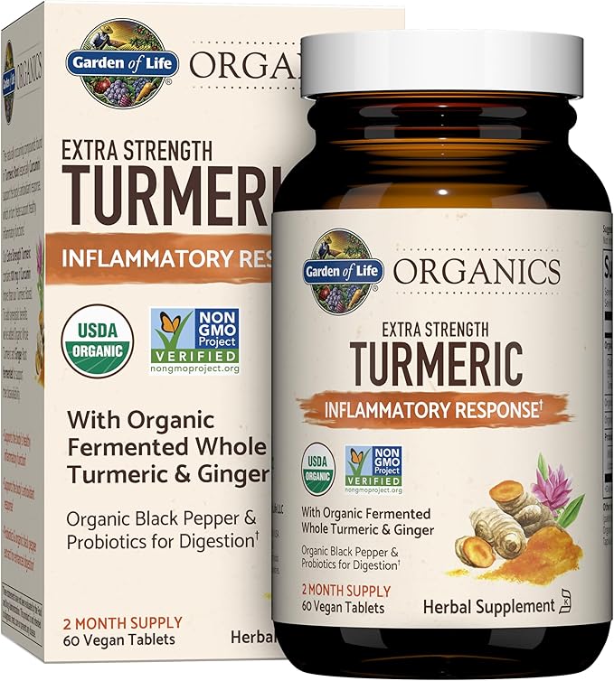 Garden of Life Turmeric Inflammatory Response 60 Tablets 100mg Curcumin & Zinc Supplements 30mg High Potency for Immune Health