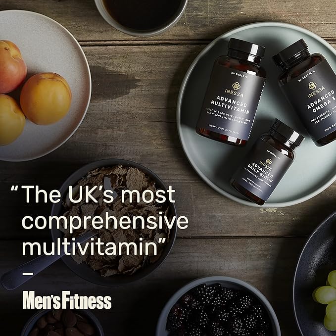 Inessa Methylated Multivitamin for Men and Women - Advanced Natural Daily Mens Multivitamins with CoQ10 100mg, Vitamins D3, K2, A, B Complex Vitamins, Folic Acid & Zinc - 60 Vegan Tablets