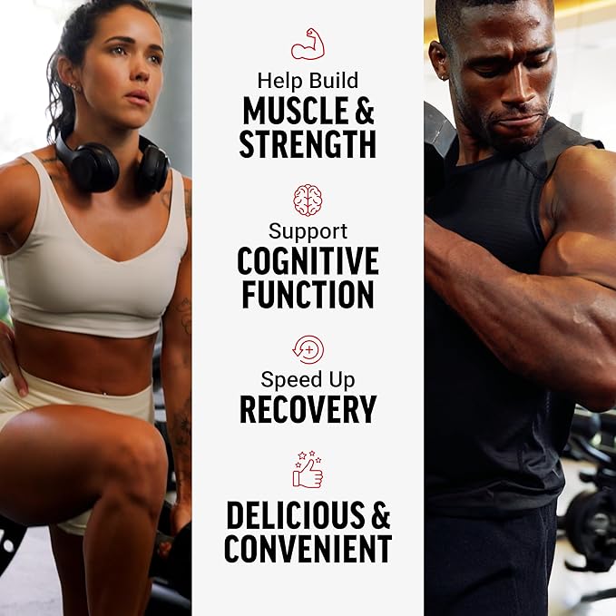 FORCE FACTOR Legendary Creatine Chews, 5g Creatine Monohydrate, Build Muscle, Improve Strength & Recovery, Support Memory & Cognitive Function, Sugar Free, Berry Blast, 60 Soft Chews
