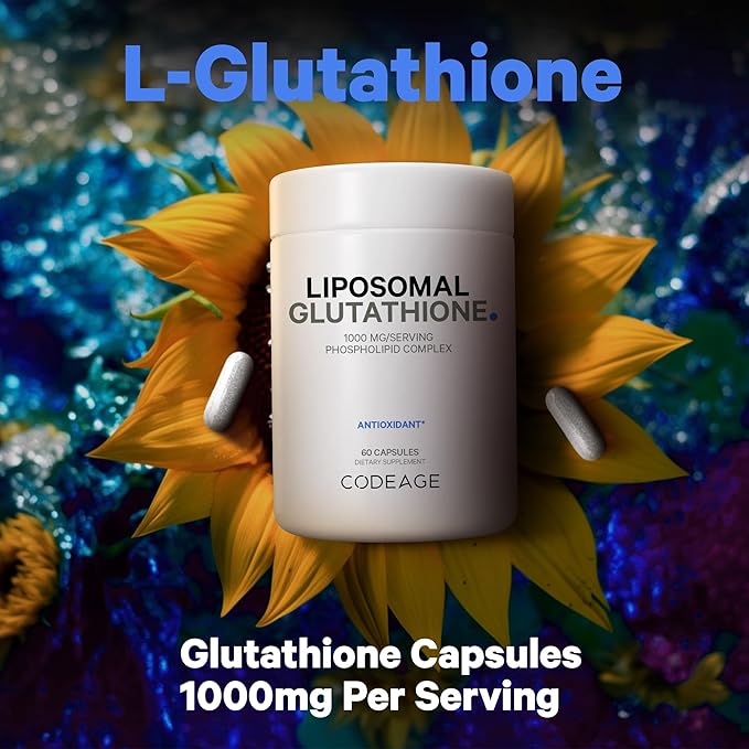 Codeage Liposomal Glutathione 1000 mg Supplement, High-Potency Reduced L-Glutathione - Liposomal Delivery - Phospholipids - Non-GMO, Gluten-Free - 60 Capsules