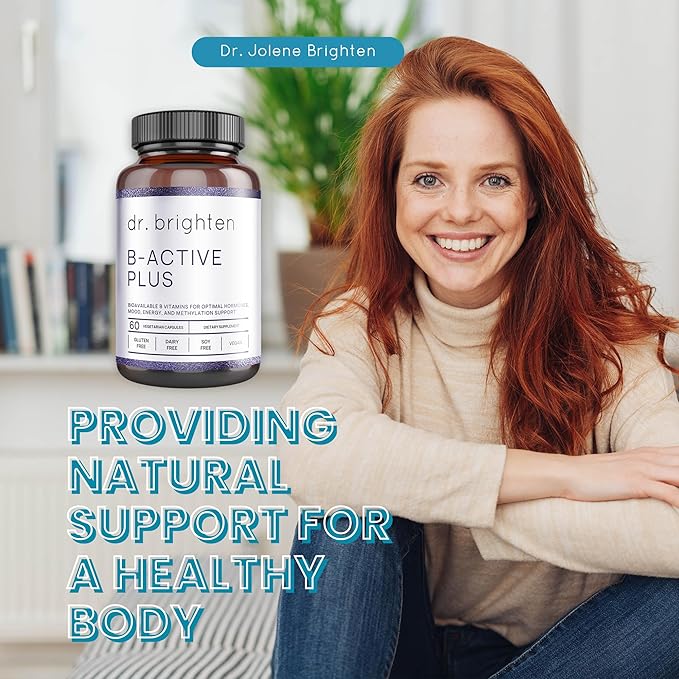 Dr. Brighten B-Active Plus — Vegan B Vitamin Supplement for Energy, Metabolism, Heart Health, Improved Memory — 60 Capsules