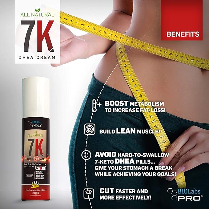 7-Keto dhea - Fat Burner - All Natural 7K Dhea Cream - Effective for Weight Loss - Maximum Strength Dhea Used by Men and Women for Lean Muscle and Fat Loss Support