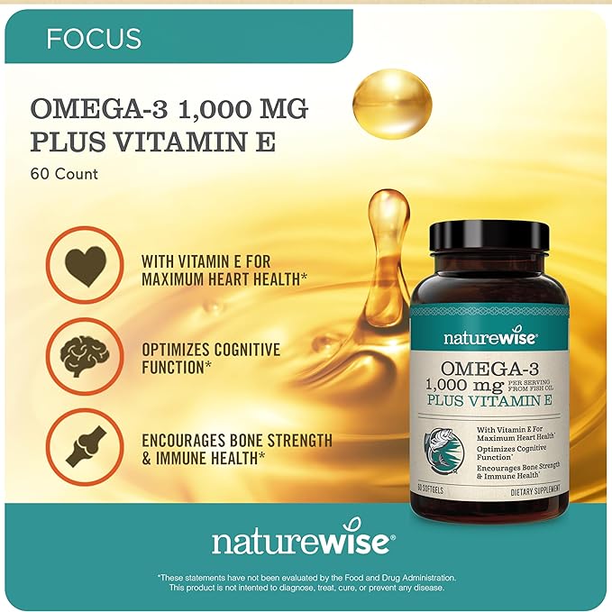 NatureWise High-Potency 1000mg Omega 3 with 600mg EPA, 400mg DHA, & Vitamin E & Vitamin D3 5000iu (125 mcg) 1 Year Supply for Healthy Muscle Function