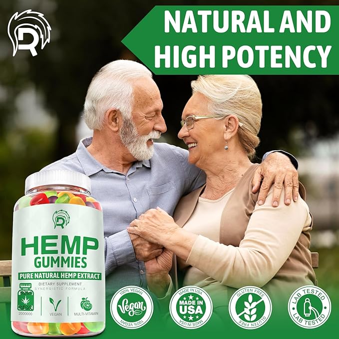 Hemp Gummies - Extra Strength High Potency Hemp Oil Gummies for Pain, Sleep, Anxiety - 100% Natural Organic Bear Candy Hemp Supplement Gummy for Adults(3 Pack)