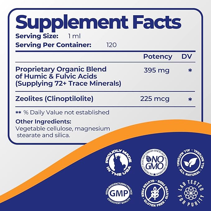 Mimi's Miracle Zeolites: Micronized Zeolite Supplement Liquid with 70 Trace Minerals - Supports Cell Restoration, Immune & Digestive Tract Health - (4 oz Bottle, 60 Day Supply)