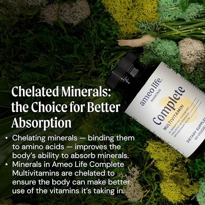 Chelated Daily Multivitamins for Adult Men and Women - Multi Vitamin Supplement with Zinc, Biotin, Iodine, Chromium, Manganese and Vitamins A, B6, B12, C, D and E - 60 Capsules